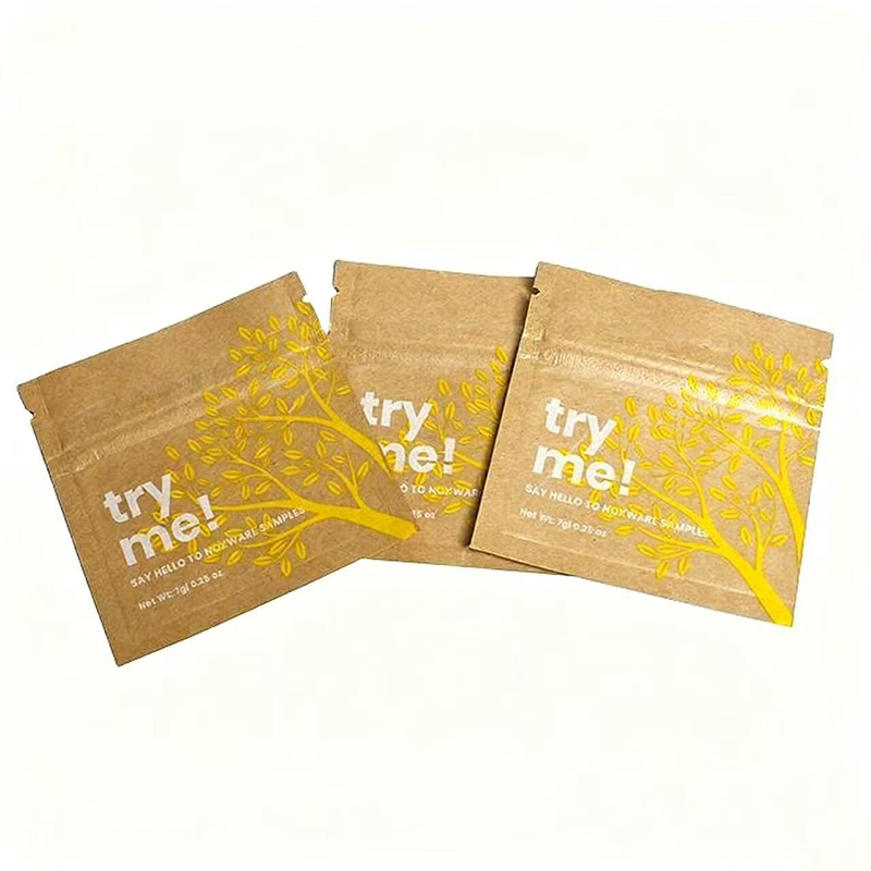 Biodegradable Kraft Paper Pouch - Beg Flat Seal Custom 3 -Side